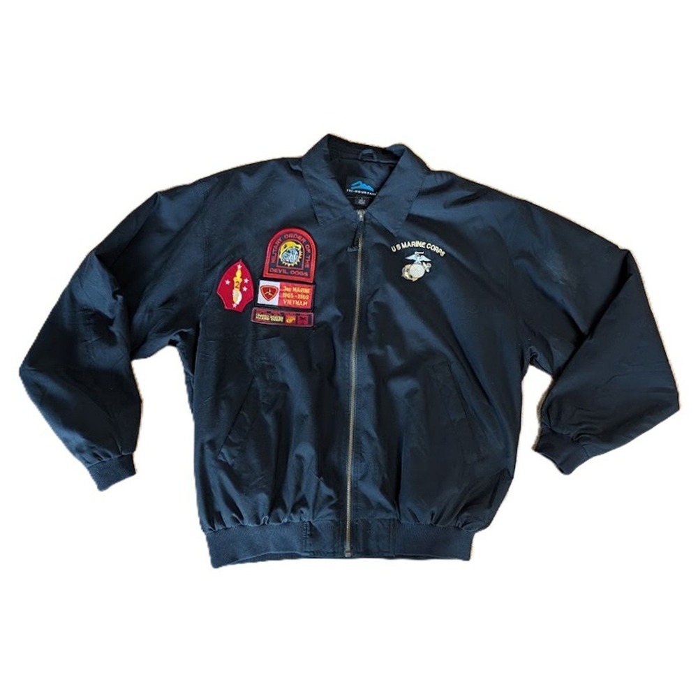 Military Order of the Devil Dogs Zip Up Jacket, Black, MODD & Other Patches, L